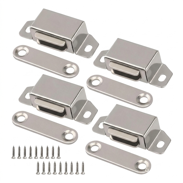 Woosien 4 Pieces Magnetic Door Catch Closures Stainless Steel Cabinet Latch