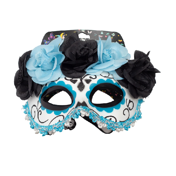 Grace Pack Blue Dress Up Mask Day of Dead Flowers