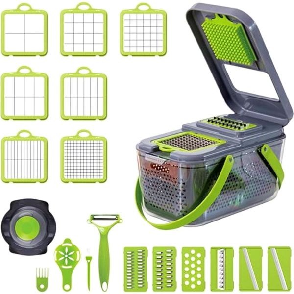 22 in 1 Vegetable Chopper Dicer with Container, Mandoline Food Slicer -Grey