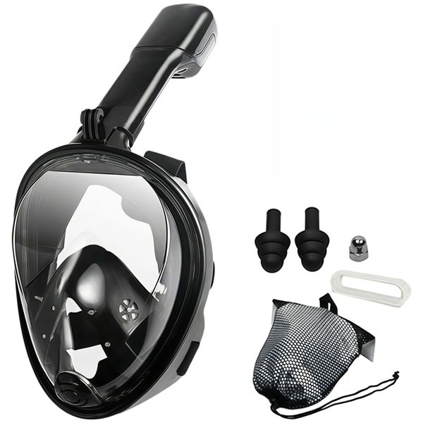 Full Face Snorkel Mask - Dry Top Panoramic Diving Mask with Camera Mount