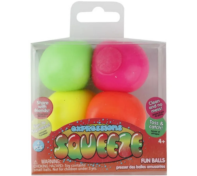 Expressions Squeeze - Mini Neon Stress Balls (Pack Of 4) x 2