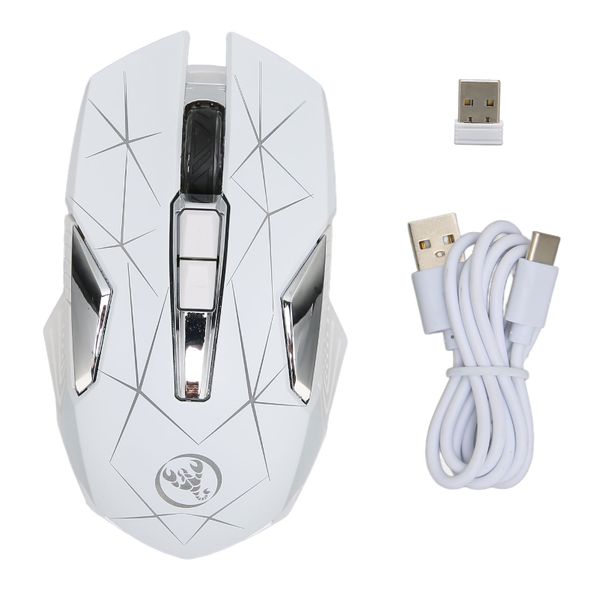 Wireless Mouse Gaming Rechargeable White DPI