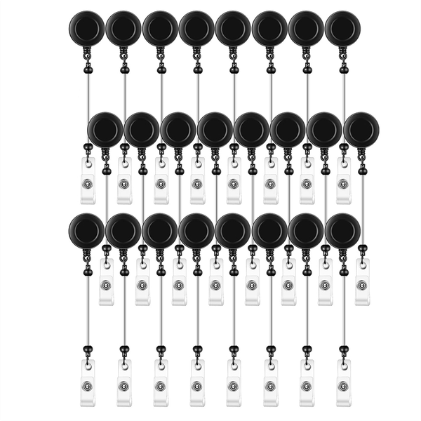 24 Pcs Beadable Badge Reel Retractable Clips Holder for Beads Colorful