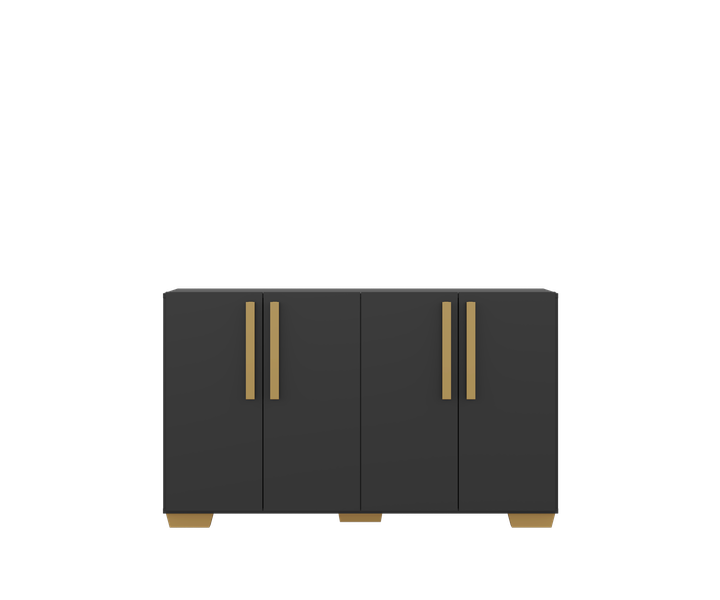 Palama 4-Door Side-Board/Buffet (Square Feet)-Black On Blackdd