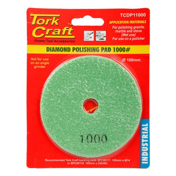 Tork Craft - 100mm Diamond Wet Polishing Pad Dark Green - 4 Pack