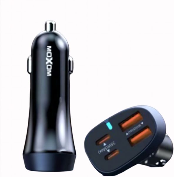 Moxom LX-VC807 LED 4 Port Car Charger 2 USB 2 Type-C