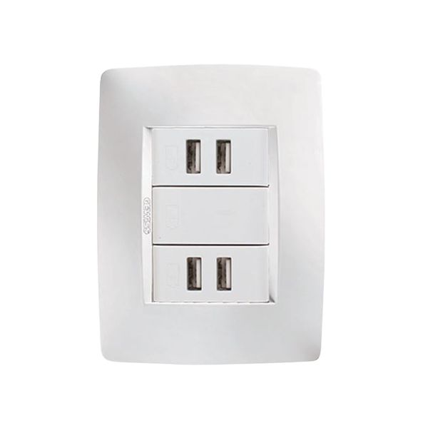 Gewiss - White 4×4 Socket Outlet 2× 2.1A USB Charger