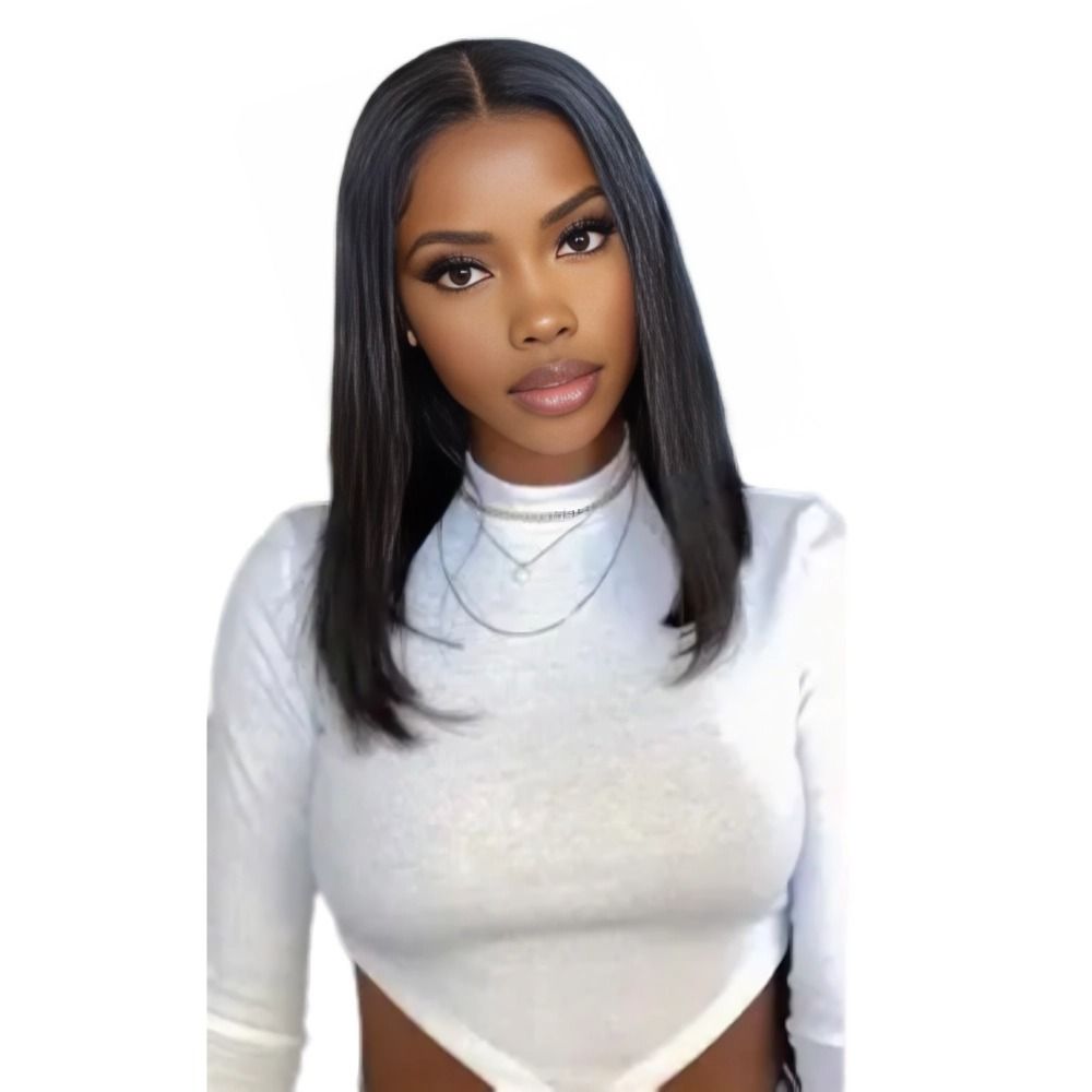 16" Brazilian Hair 13x4 Full Frontal Wig Human Hair Glueless Long Bob Wig