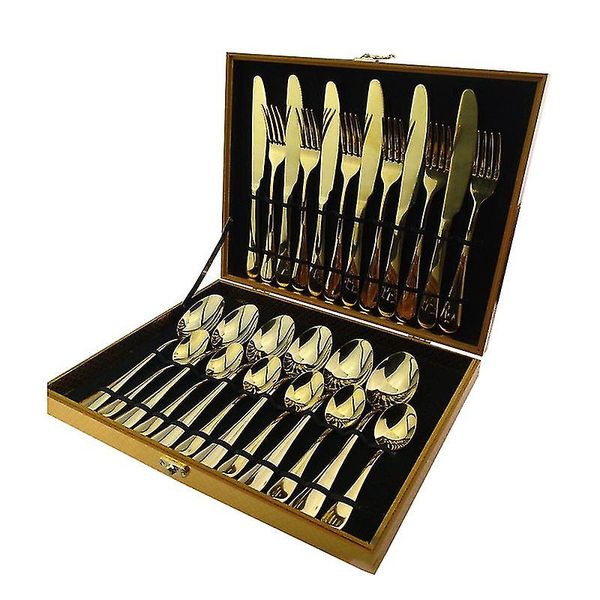 24 Piece Golden Cutlery Set