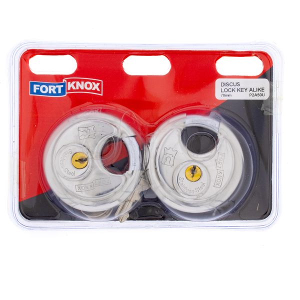 FORT KNOX Discus Padlocks Stainless Steel Keyed Alike 70mm Q:2 P2A50U