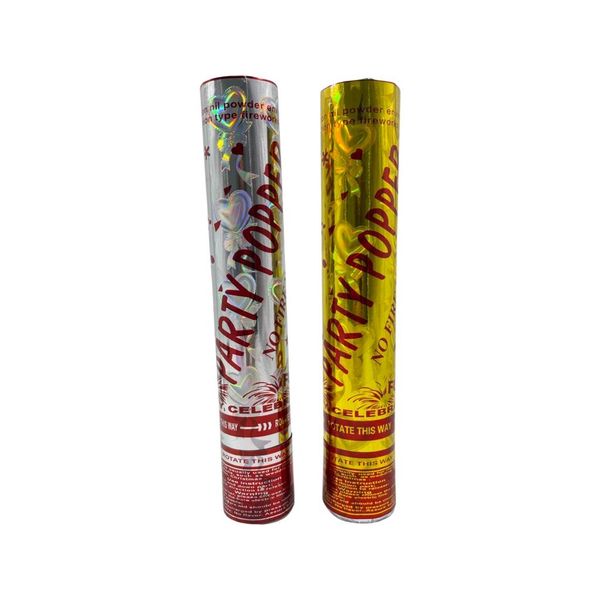 Party Popper Confetti Cannon - Pack of 2 - Gold and Silver