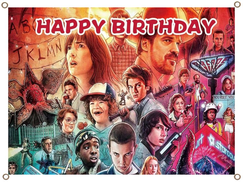 Stranger Things Happy Birthday Canvas Banner 1.3MX900MM