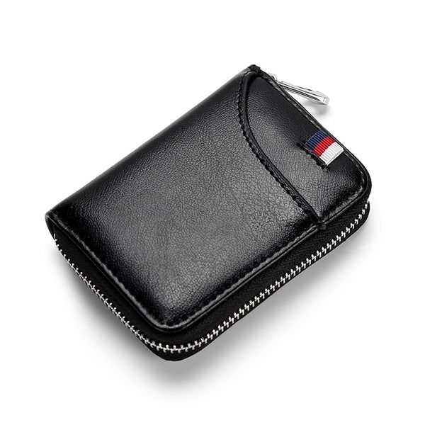 Antimagnetic RFID Zipper Leather Large-capacity Cards Holder Wallet - KB155