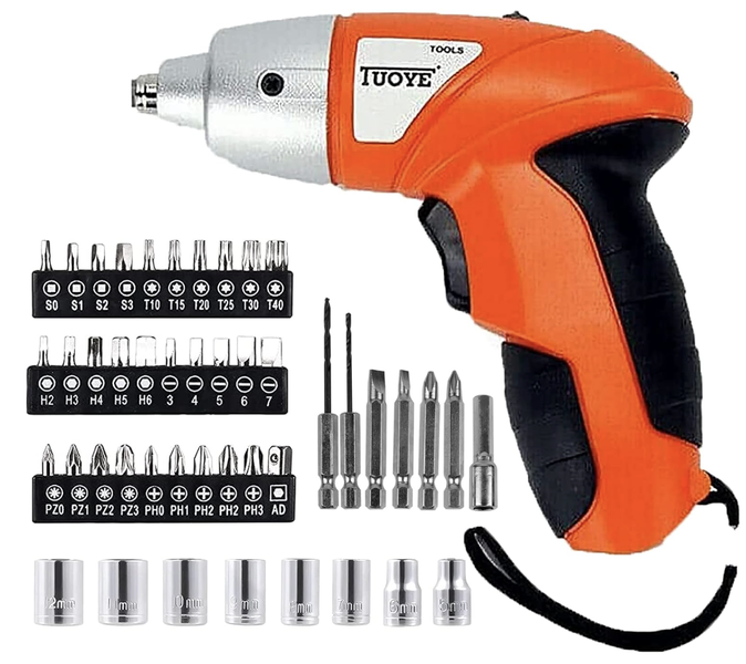 Cordless Electric Screwdriver Set with Bits and Sockets