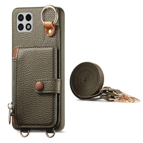 Lychee Pattern Long Rope Phone Case Compatible with Samsung Galaxy S22 Plus