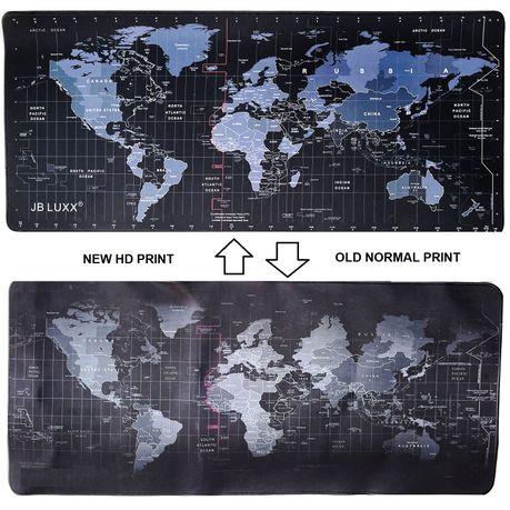 JB LUXX HD Printed Version XXL Gaming Mouse Pad - WORLD MAP