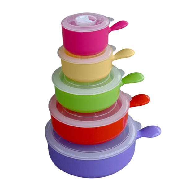 Set of 5 Deluxe Microwave to Freezer Food Storage Bowls