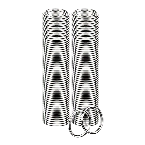 100 Piece Metal Split Heavy-Duty Silver Keychain Rings - Silver