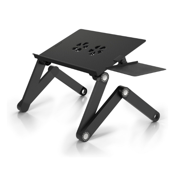 Laptop Light Table Stand Adjustable Riser Portable with Mouse Pad - Black