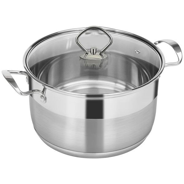 Large Stainless Steel Cooking Pot with Lid for Pasta - 5.8 Liter
