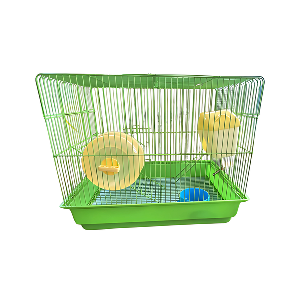Hamster Cage with Wheel, House &amp; Feeder - 43x31x35cm