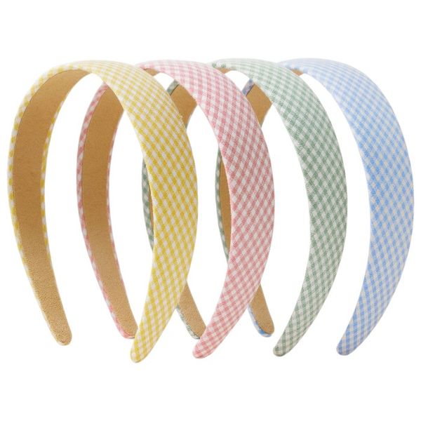 4 Piece - Checkered-Pattern Wide Alice Bands - Multi-Color