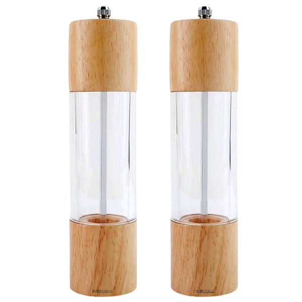 Acrylic Wood Salt Pepper Manual Grinder Mill 2 Piece Set
