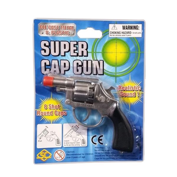 8 Shot Cap Gun 11Cm Die Cast Silver