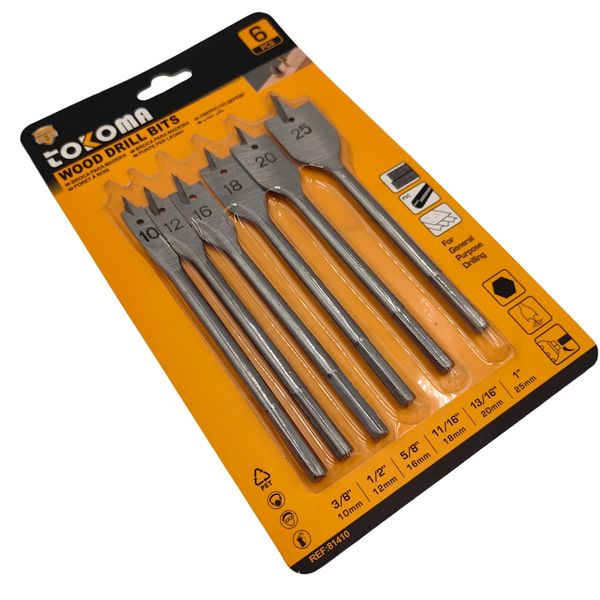 Tokoma 6-Piece Wood Drill Bits Set (10-25mm)