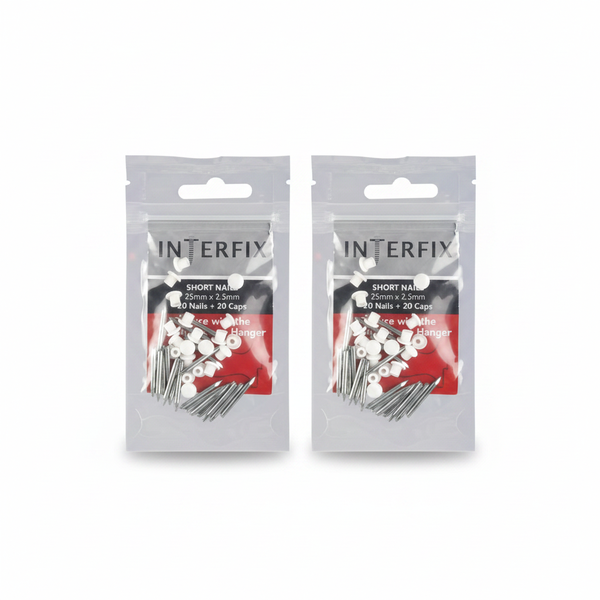 Interfix Picture Hanger Nails with Caps 25mm 20 Piece - 2 Pack