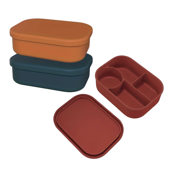 Premium 4-Compartment Silicone Food Container Set