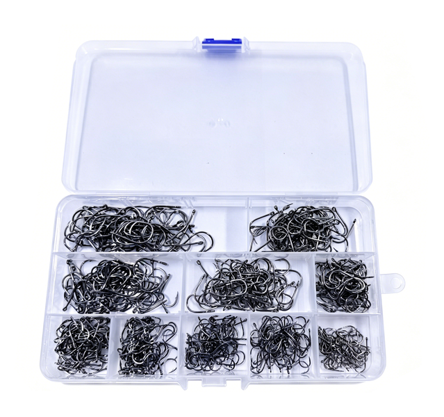 700Pcs Barbed Fishing Hook Portable Boxed Hook Set,10 Size of Fishing Hooks