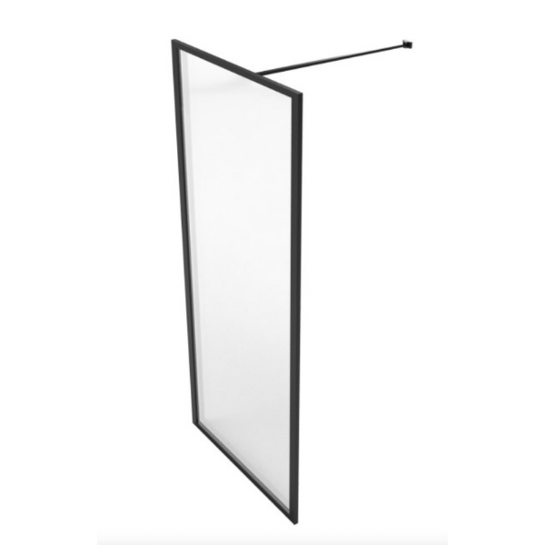 Shower Screen Walk in Panel Clear Glass with Black Framed Size 1000mmx2000