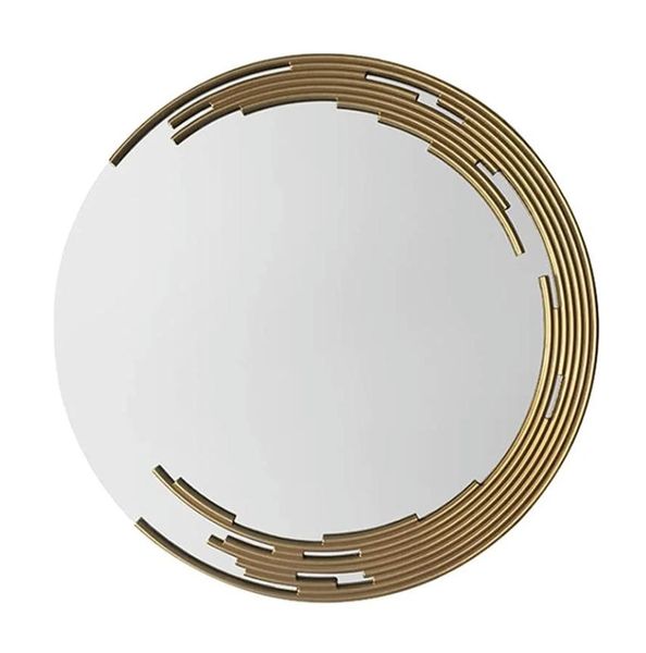 Elegant Gold Metal Modern Round Wall Mirror, 80cm Luxury Home Decoration