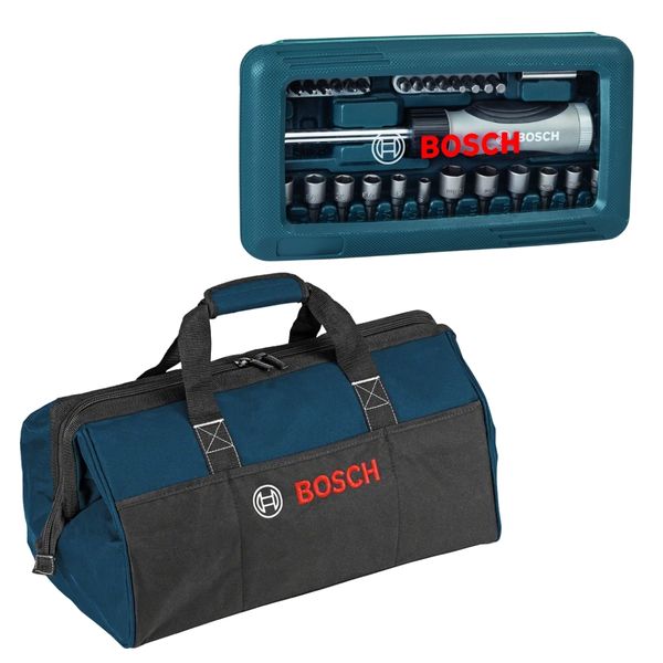 Bosch - 46 Pce Ratchet, Socket &amp; Drive Bit Set with Heavy Duty Tool Bag