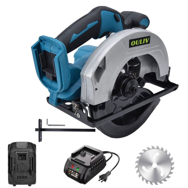 OULIV Brushless Cordless Lithium Circular Saw Kit, 185mm