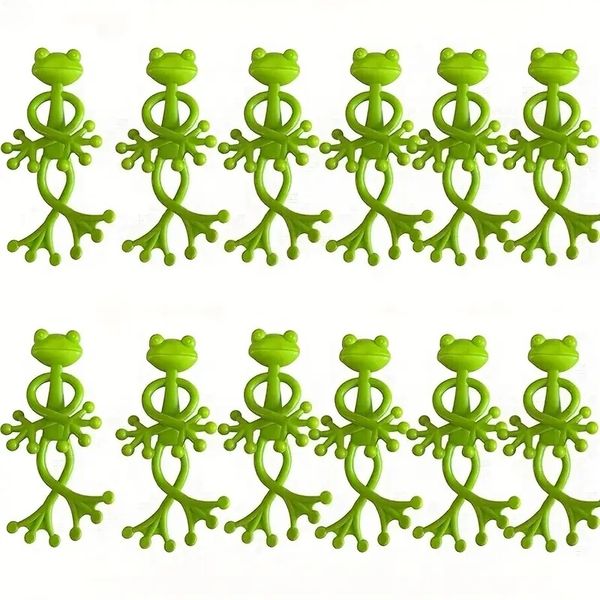 12 PCS Green Frog Plant Stand Decoration - Holder for Potted Plants
