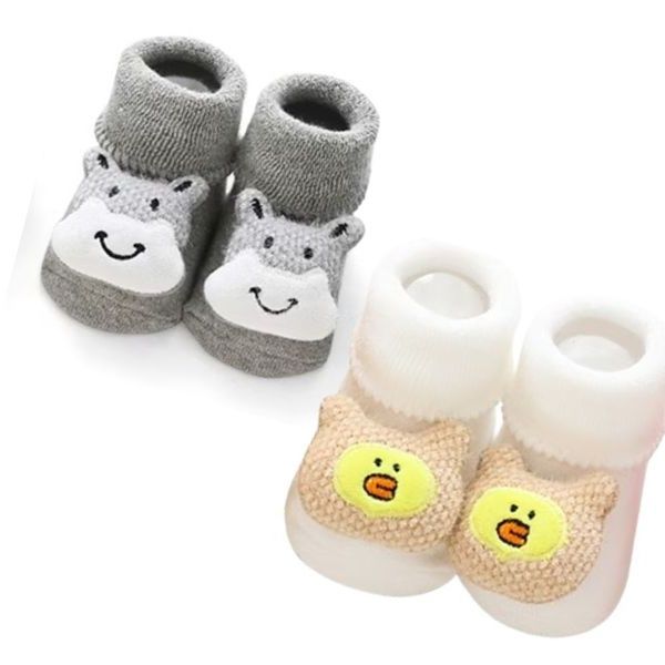 Bestby - 2 Pack Baby Cartoon Non-Slip Floor Socks Thick Warm Toddler Socks