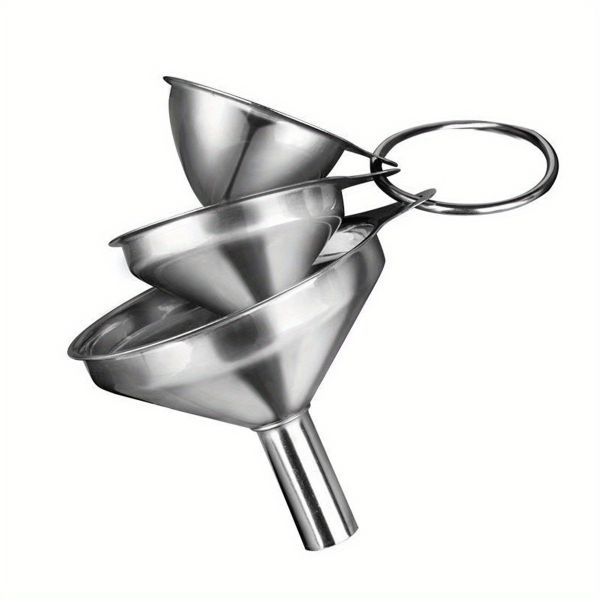 3-Piece Stainless Steel Funnel Bundle - Food-Grade,Oil, Wine &amp; Pantry