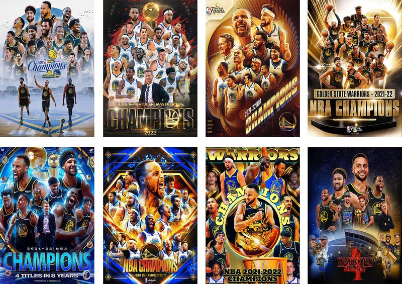 8 Pieces NBA Golden State Warriors Posters 11.5x16.5 Inch