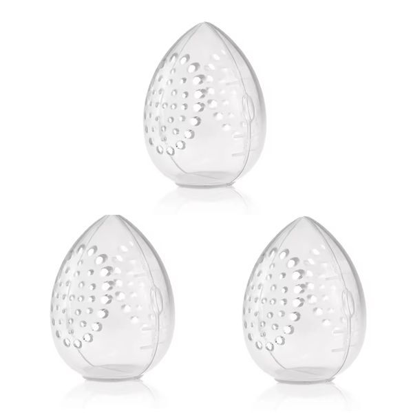 Transparent Makeup Beauty Sponge Holder Portable Egg Storage Case Trio