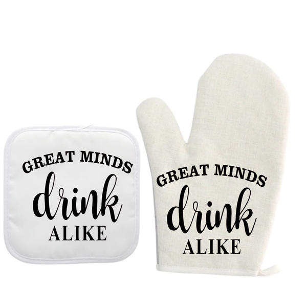 Drink Alike Oven Gloves And Pot Holder