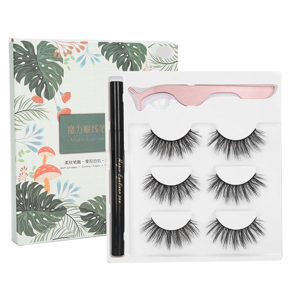 Eyeliner Water Liquid False Eyelashes Tweezers Makeup Tool Set E07 Green