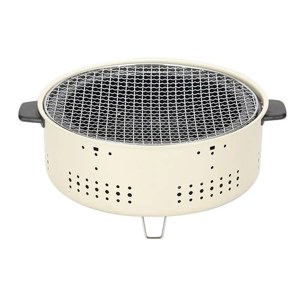Outdoor Camping Grill Set - 3-in-1 Charcoal Grill with Anti-Scald Handles