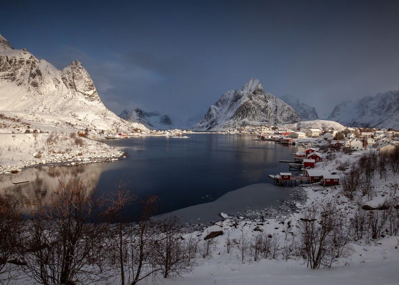Premium Framed Canvas Print: Norwegian Village