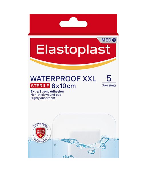 Elastoplast Aqua Protect XXL, Sterile, Waterproof, 5 Strips, 8cm x 10cm
