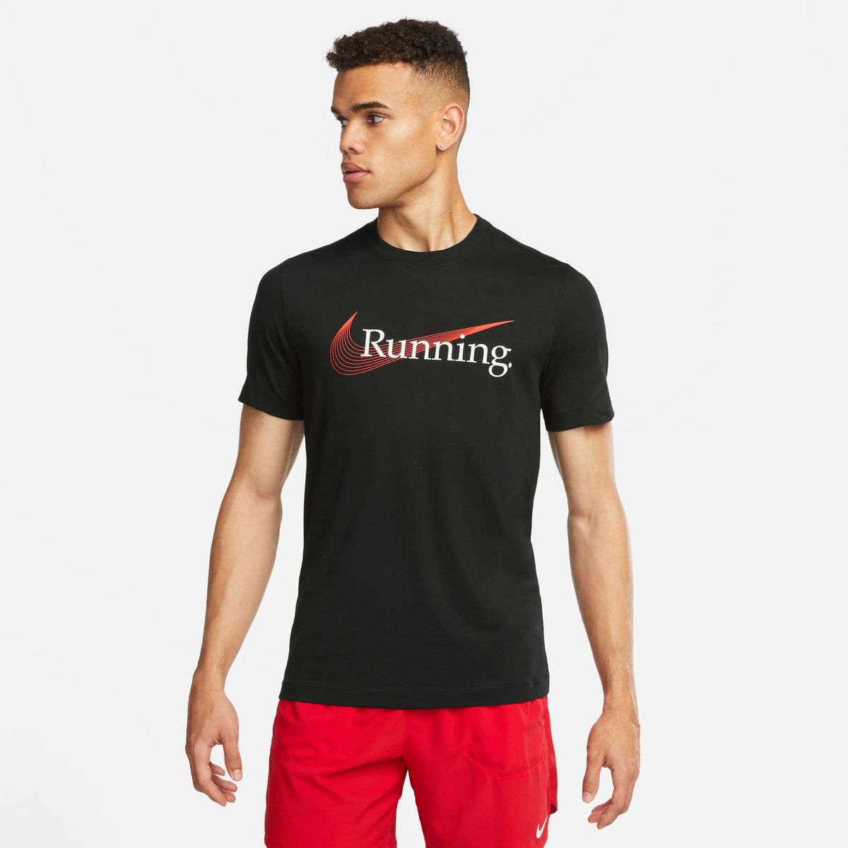 Nike Men's Dri-FIT Running Short Sleeve T-Shirt - Black/Red | Shop ...