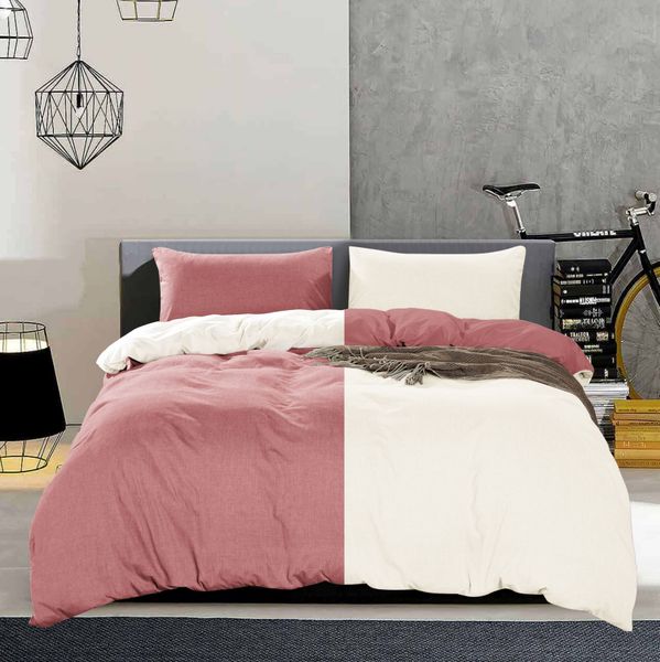 Linen-Boutique- Washed Cotton Bedding Duvet Set 4 Pieces - RedOffWhite