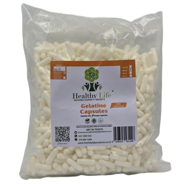 Healthy Life - White Empty GELATINE Capsules Size 0 - 1000 in a Pack