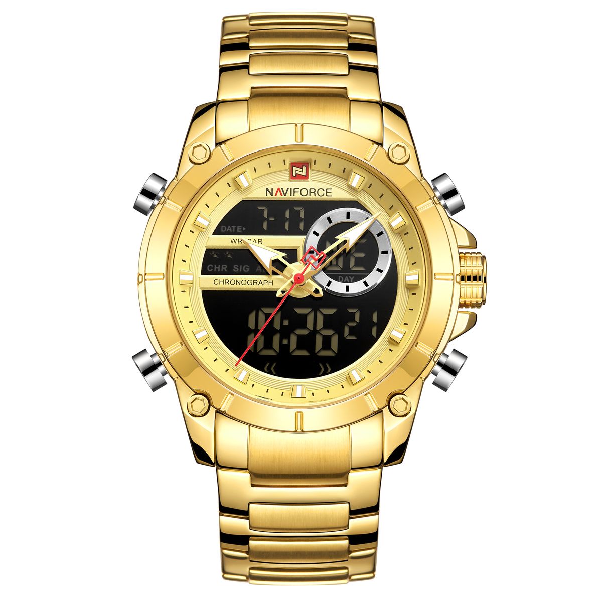 NAVIFORCE Luxury Men's Golden Watch Shop Today. Get it Tomorrow